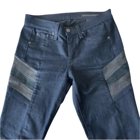 RAG & BONE Halifax Leather-Panel Motocross Jeans, Midnight - Picture 5 of 7